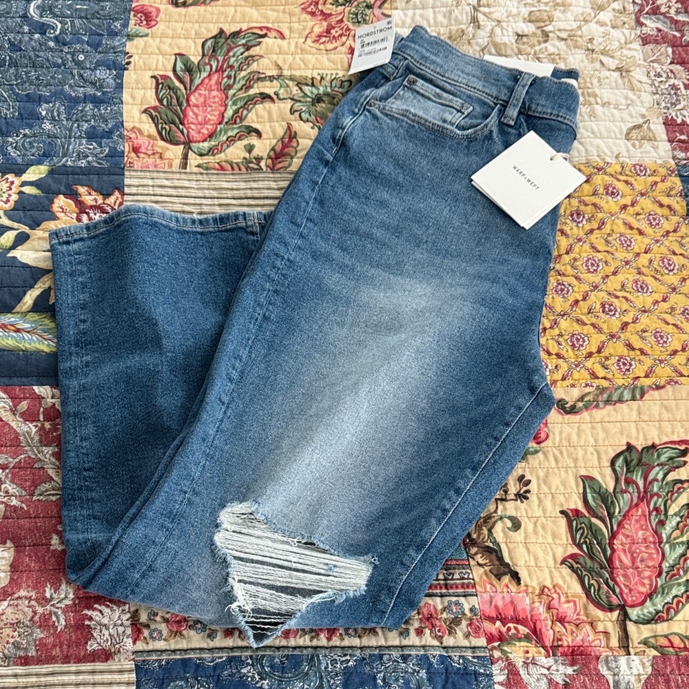 Warp + Weft Women's Blue Straight Leg Jeans